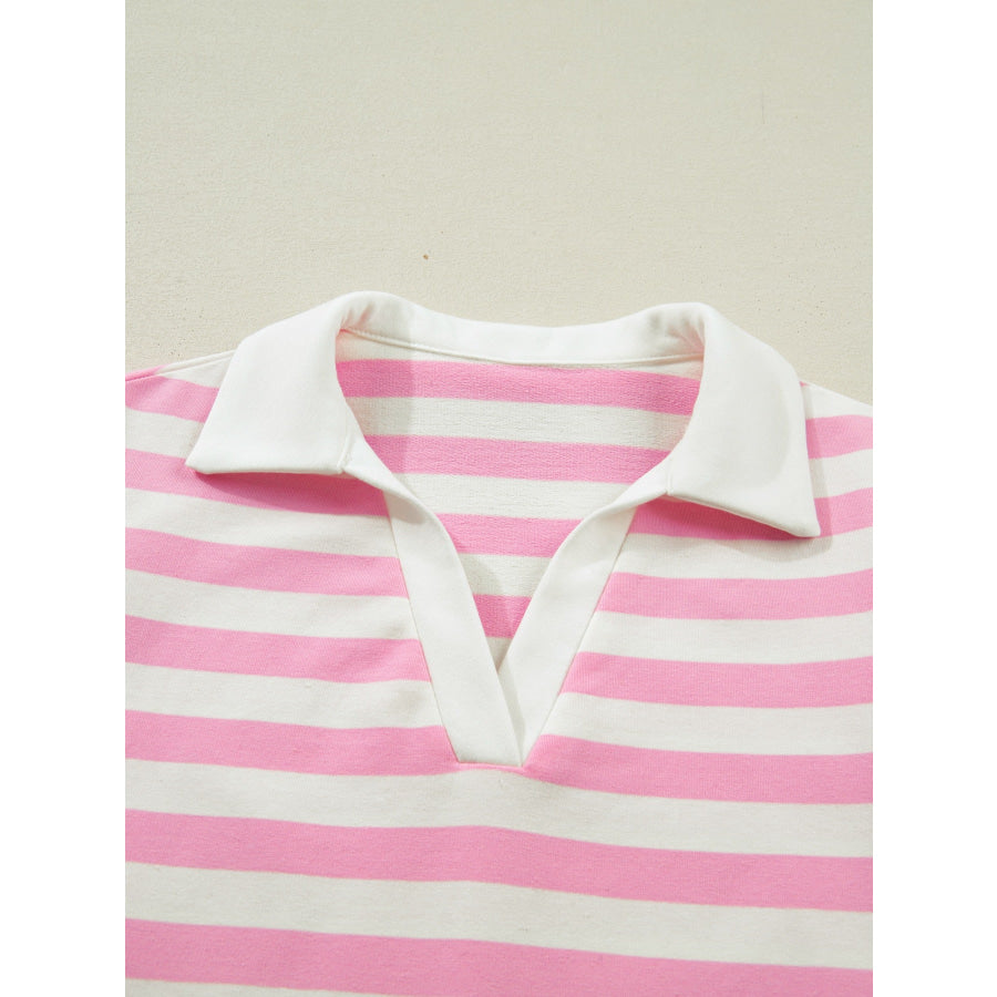 Striped Ruffled Sleeve Blouse Apparel and Accessories