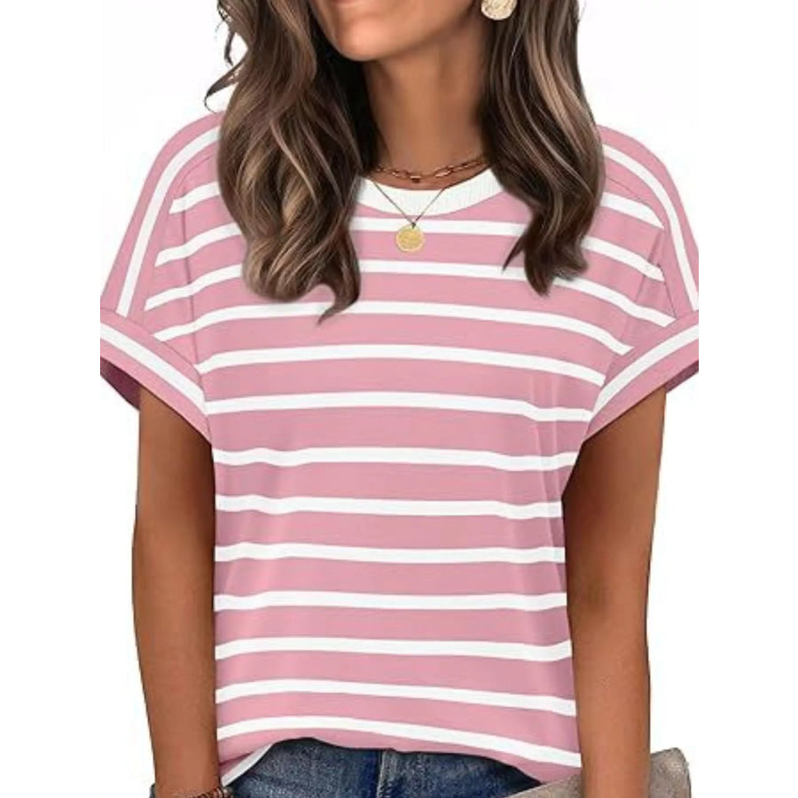 Striped Short Sleeve Casual T-Shirt Apparel and Accessories