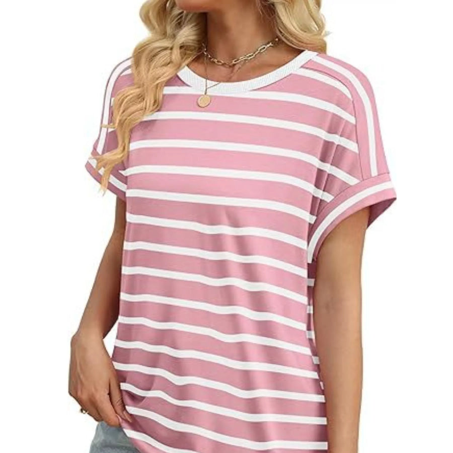 Striped Short Sleeve Casual T-Shirt Apparel and Accessories