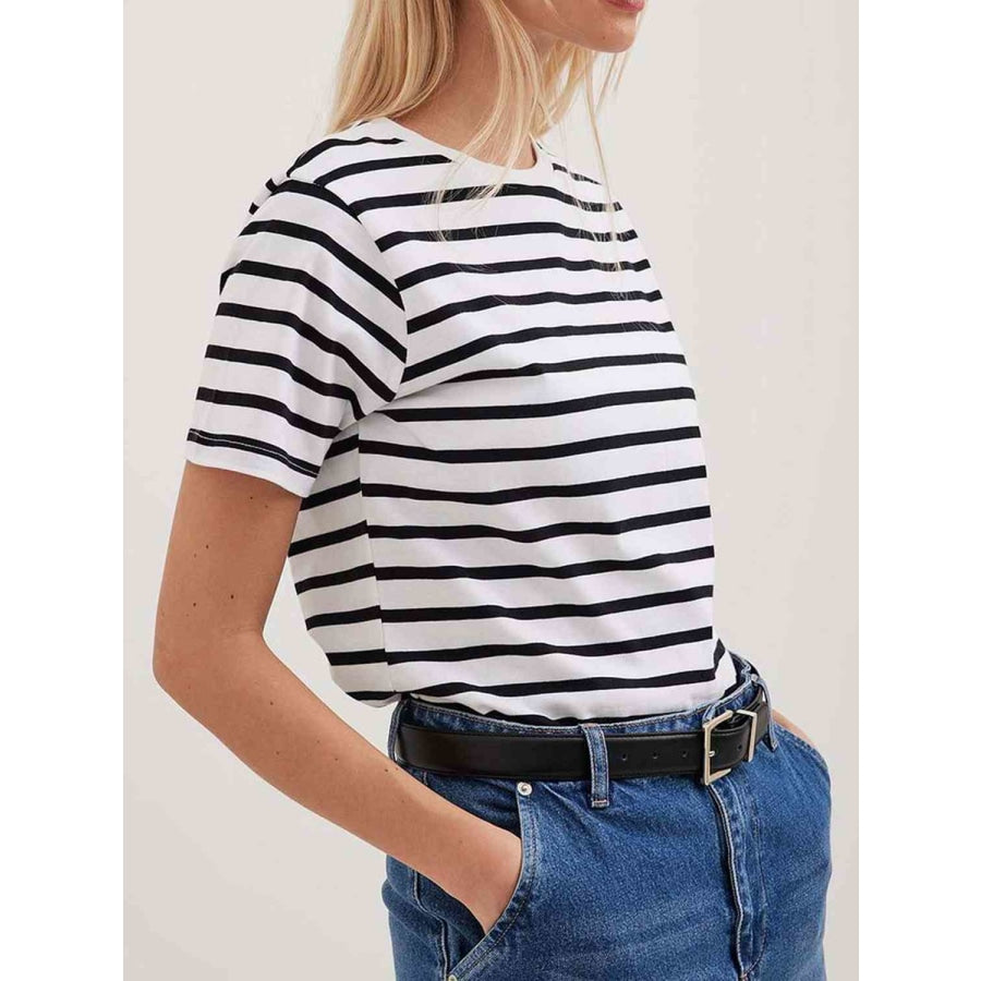 Striped Short Sleeve T-Shirt Black / S