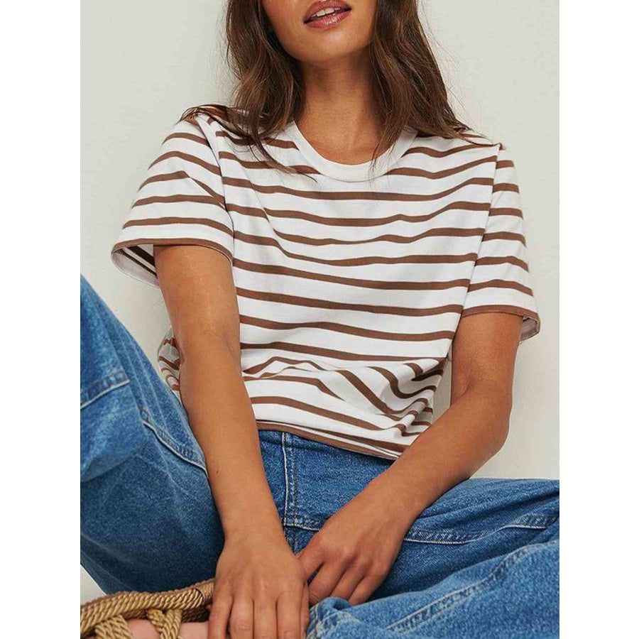 Striped Short Sleeve T-Shirt Chocolate / S