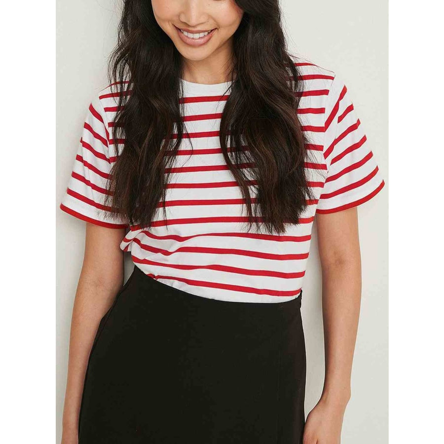 Striped Short Sleeve T-Shirt Deep Red / S