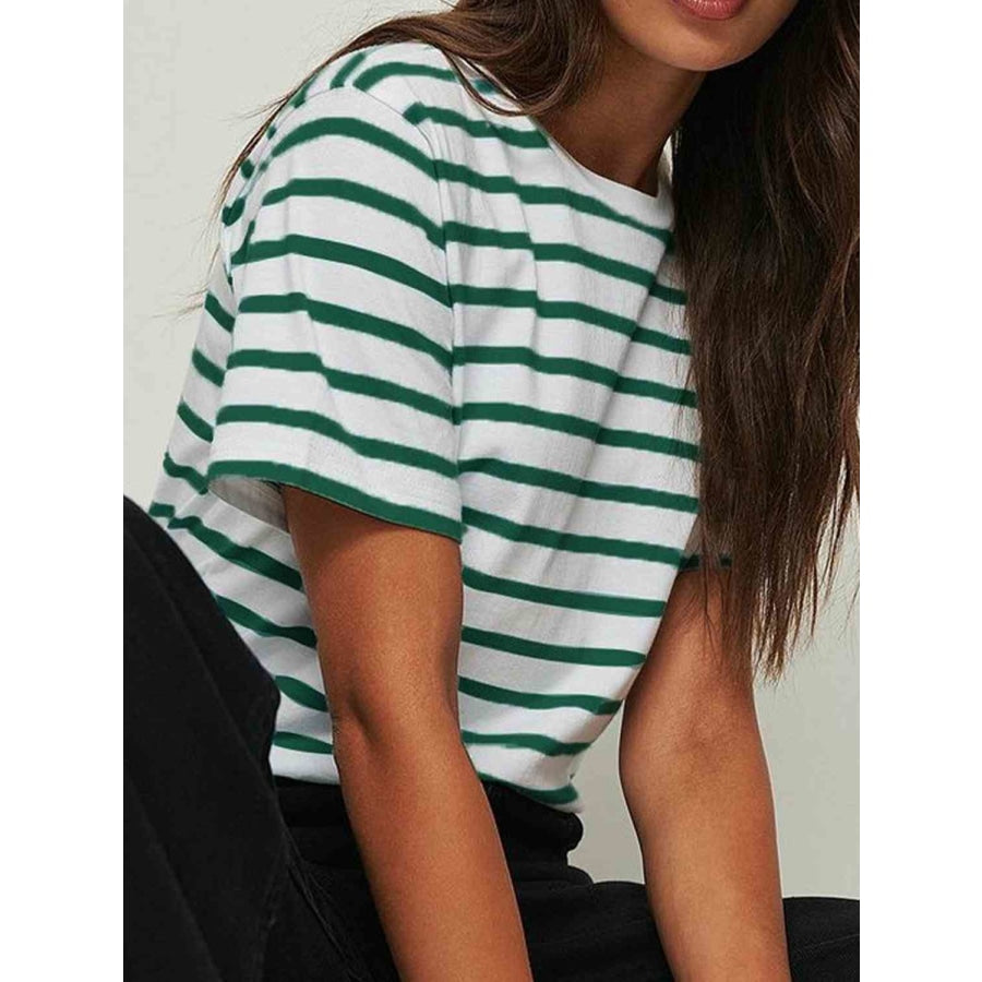 Striped Short Sleeve T-Shirt Green / S