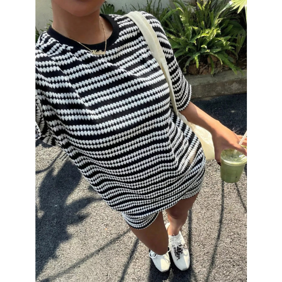 Striped Short Sleeve Top and Shorts Set Apparel and Accessories