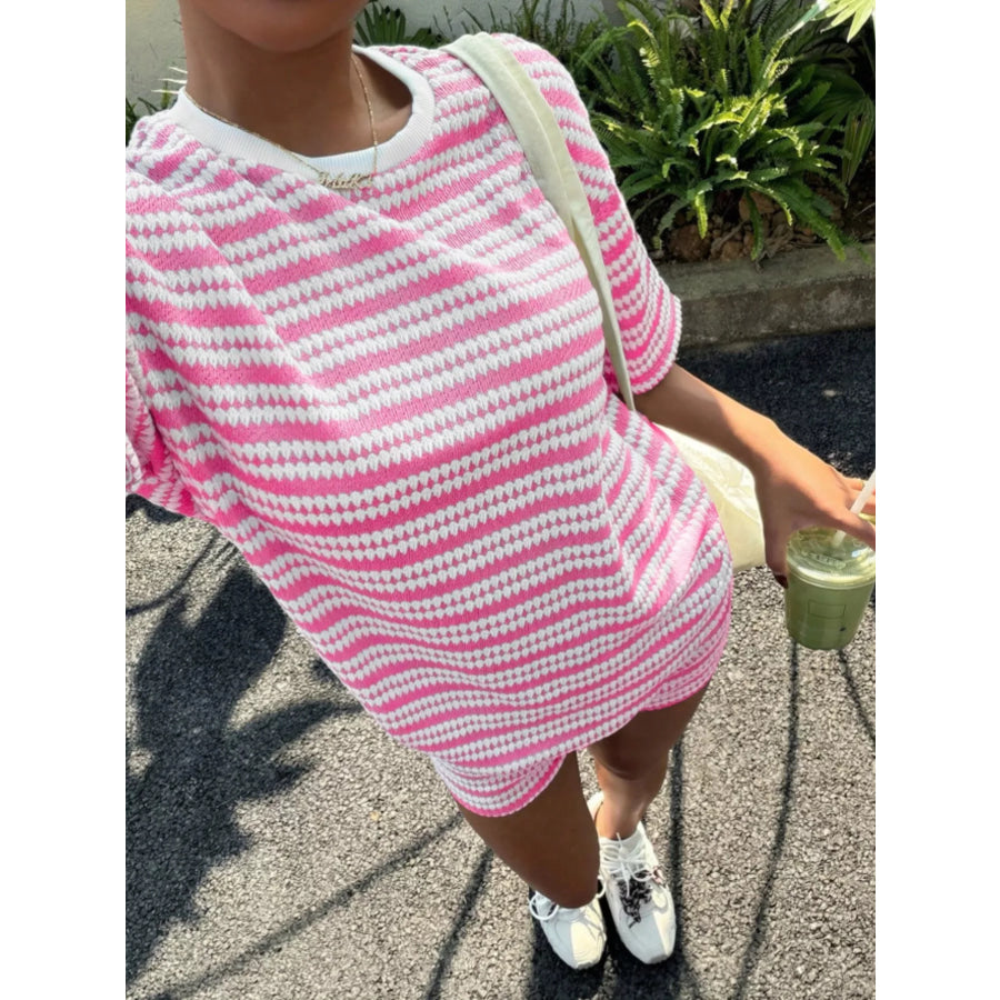 Striped Short Sleeve Top and Shorts Set Apparel and Accessories
