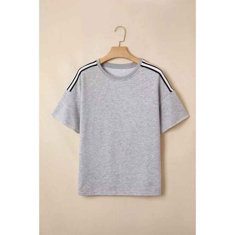 Striped Shoulder Relaxed Fit T-Shirt Apparel and Accessories