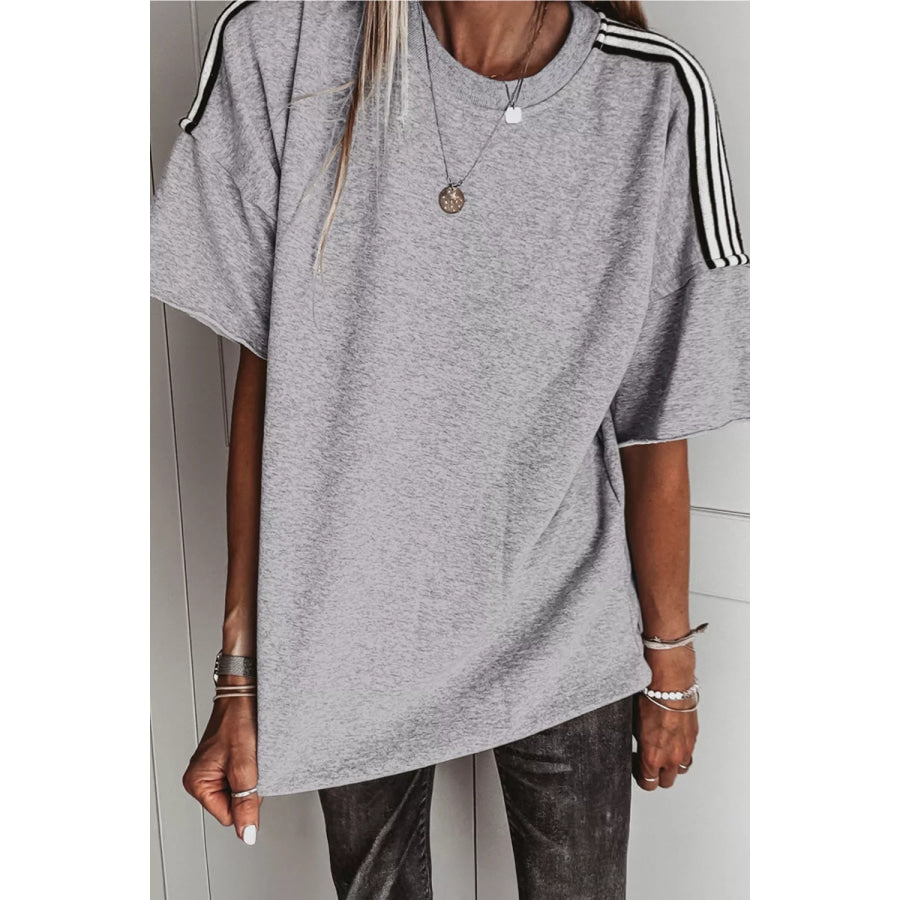 Striped Shoulder Relaxed Fit T-Shirt Apparel and Accessories