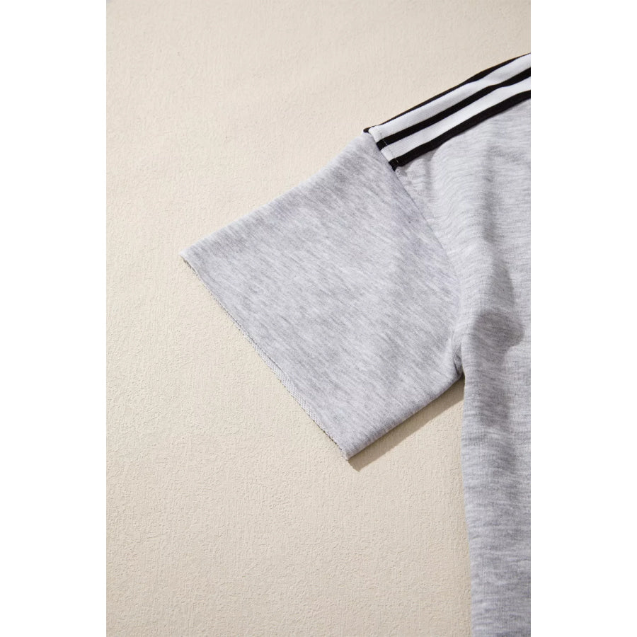 Striped Shoulder Relaxed Fit T-Shirt Apparel and Accessories