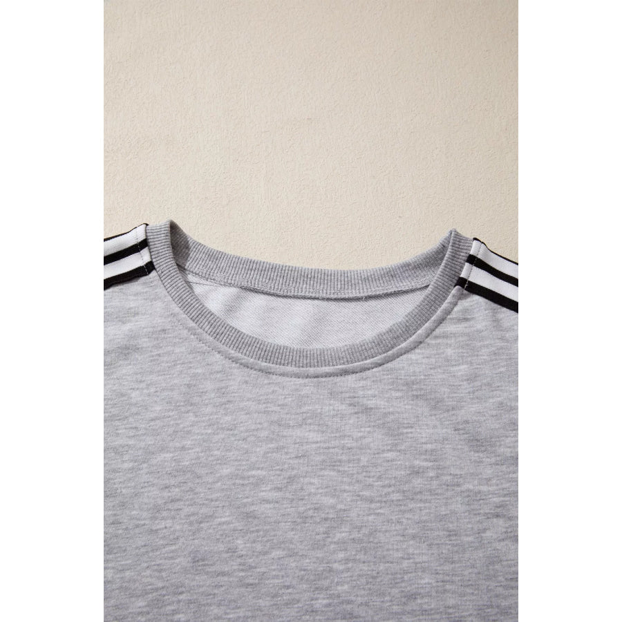 Striped Shoulder Relaxed Fit T-Shirt Apparel and Accessories