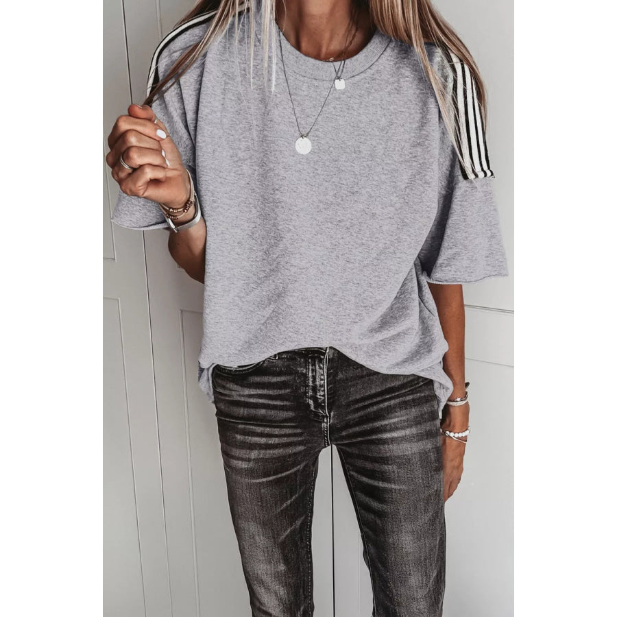 Striped Shoulder Relaxed Fit T-Shirt Apparel and Accessories