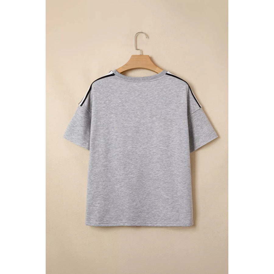 Striped Shoulder Relaxed Fit T-Shirt Apparel and Accessories