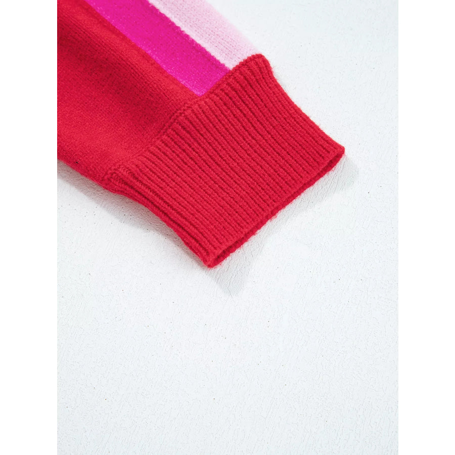 Striped Sleeve Crew Neck Sweater Apparel and Accessories