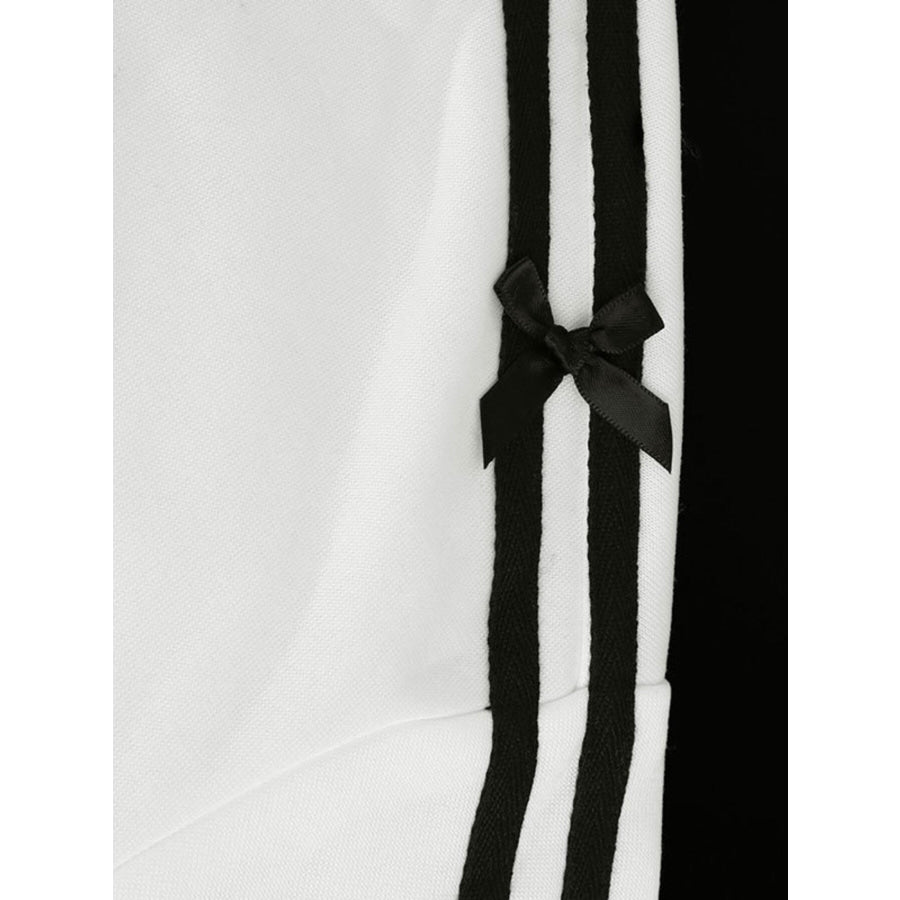Striped Sleeve Zip-Up Drawstring Hoodie Apparel and Accessories