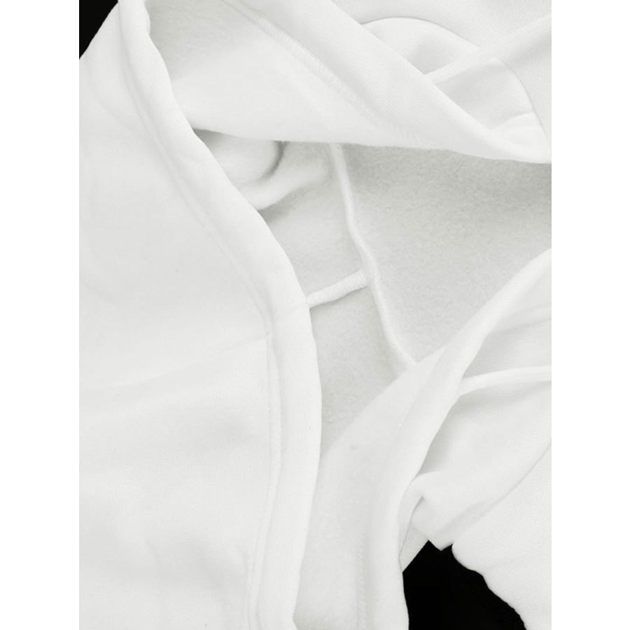 Striped Sleeve Zip-Up Drawstring Hoodie Apparel and Accessories