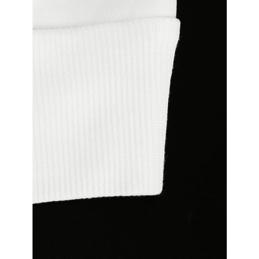 Striped Sleeve Zip-Up Drawstring Hoodie Apparel and Accessories