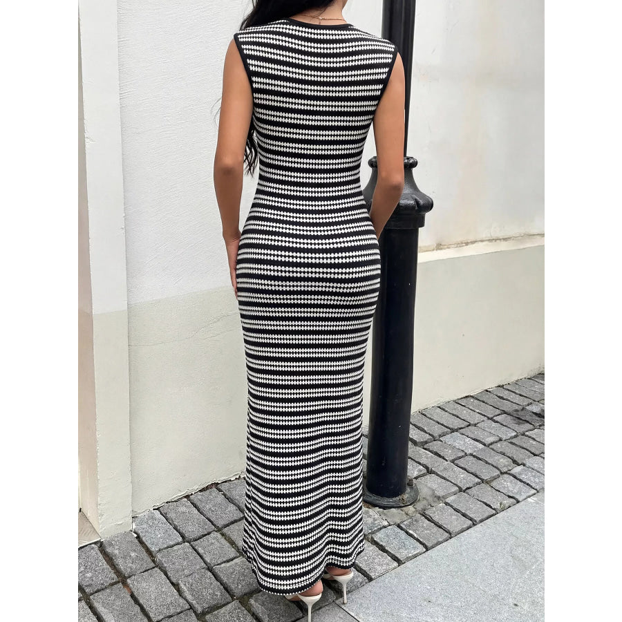 Striped Sleeveless Bodycon Knit Maxi Dress Apparel and Accessories