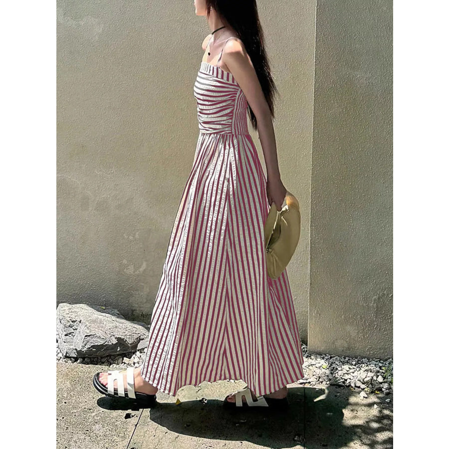 Striped Sleeveless Maxi Dress Apparel and Accessories