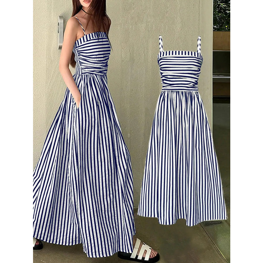 Striped Sleeveless Maxi Dress Apparel and Accessories