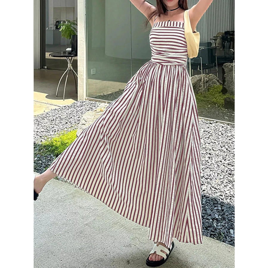 Striped Sleeveless Maxi Dress Apparel and Accessories