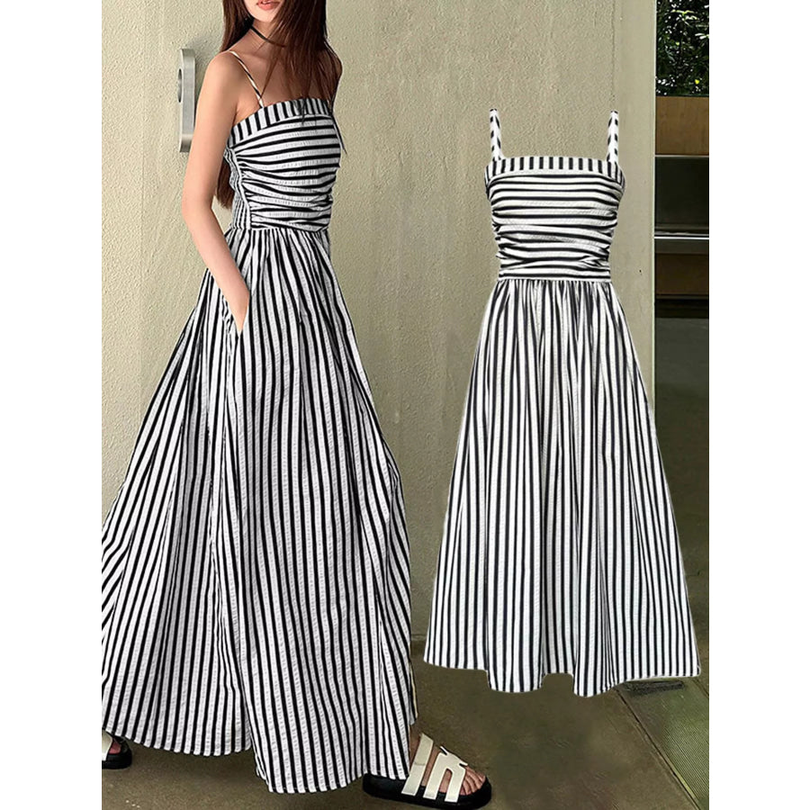 Striped Sleeveless Maxi Dress Apparel and Accessories