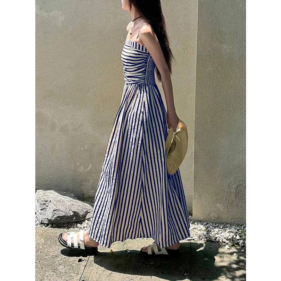 Striped Sleeveless Maxi Dress Apparel and Accessories