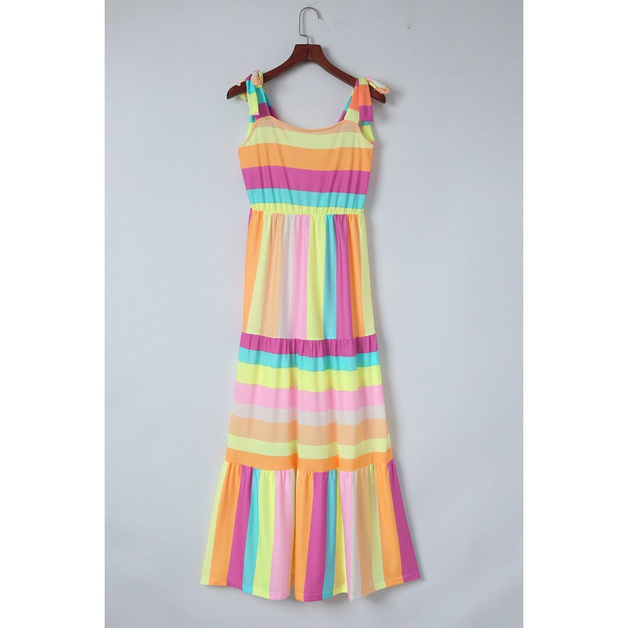 Striped Sleeveless Maxi Dress Banana Yellow / L