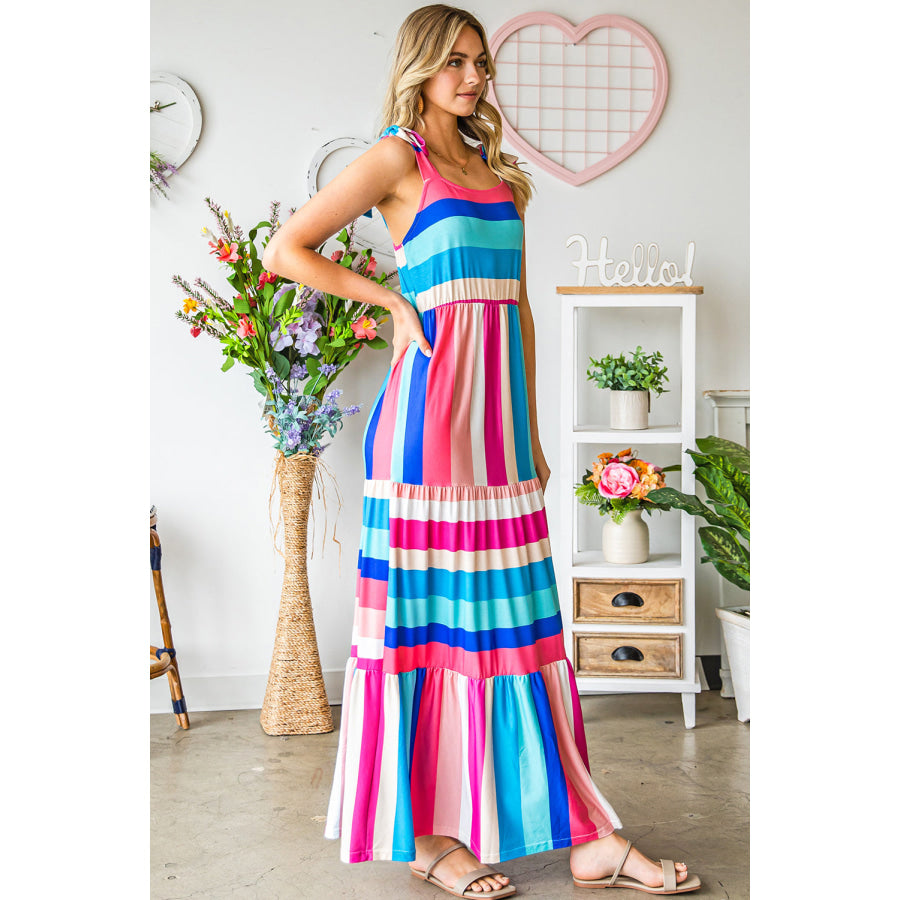 Striped Sleeveless Maxi Dress