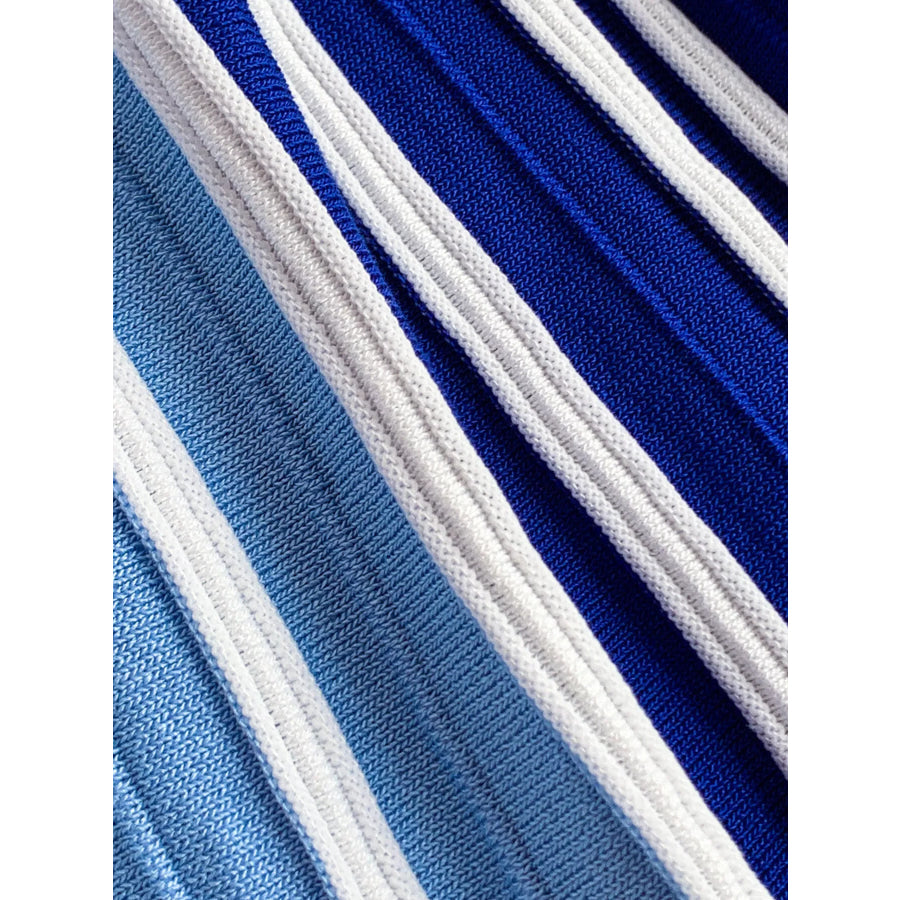 Striped Sleeveless Midi Dress Blue / One Size Apparel and Accessories