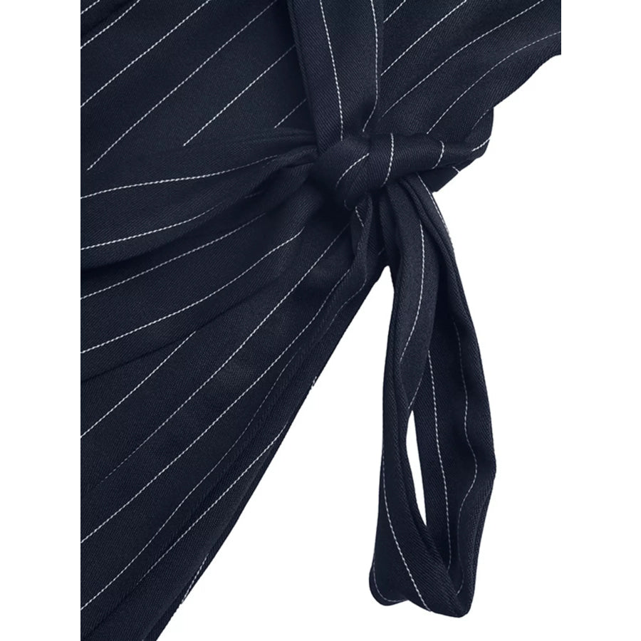 Striped Sleeveless Tie Waist Dress Apparel and Accessories