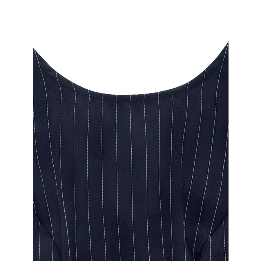 Striped Sleeveless Tie Waist Dress Apparel and Accessories