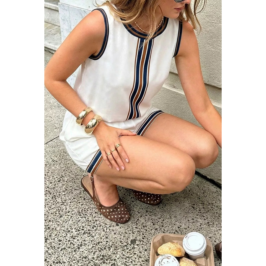Striped Sleeveless Top and Shorts Set Apparel and Accessories