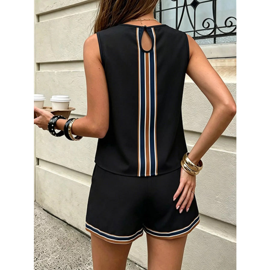 Striped Sleeveless Top and Shorts Set Apparel and Accessories