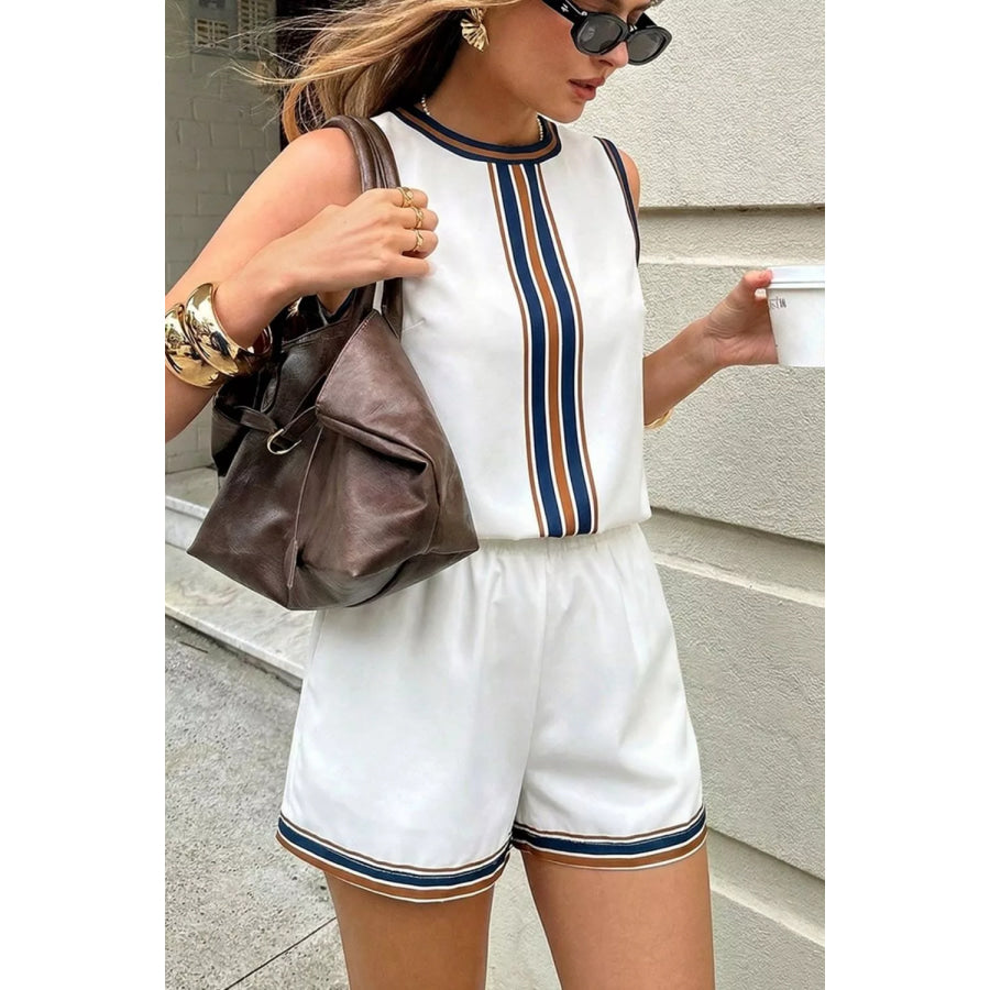 Striped Sleeveless Top and Shorts Set Apparel and Accessories
