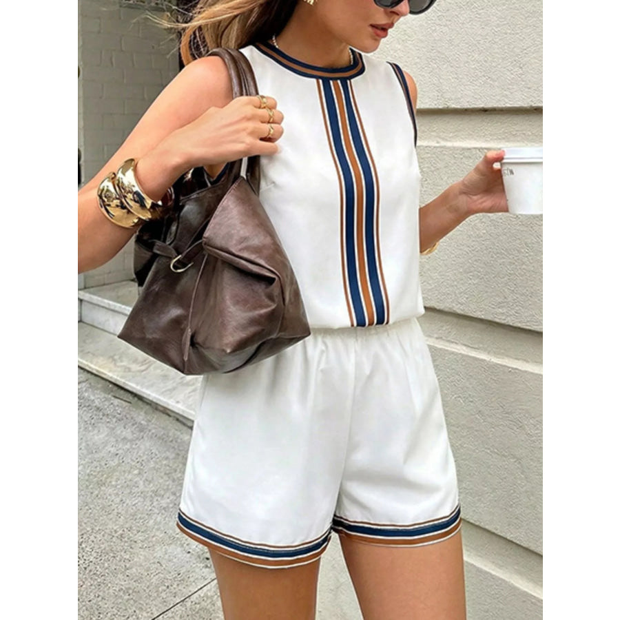 Striped Sleeveless Top and Shorts Set Apparel and Accessories