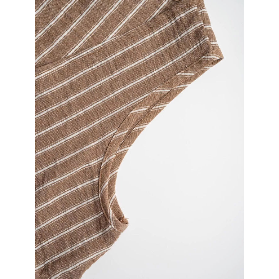 Striped Sleeveless Top and Wide Leg Pants Set Apparel and Accessories