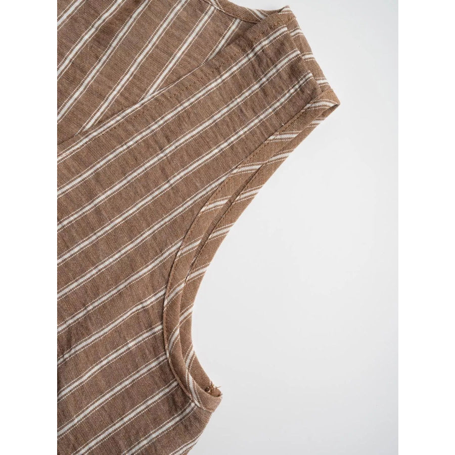 Striped Sleeveless Top and Wide Leg Pants Set Apparel and Accessories