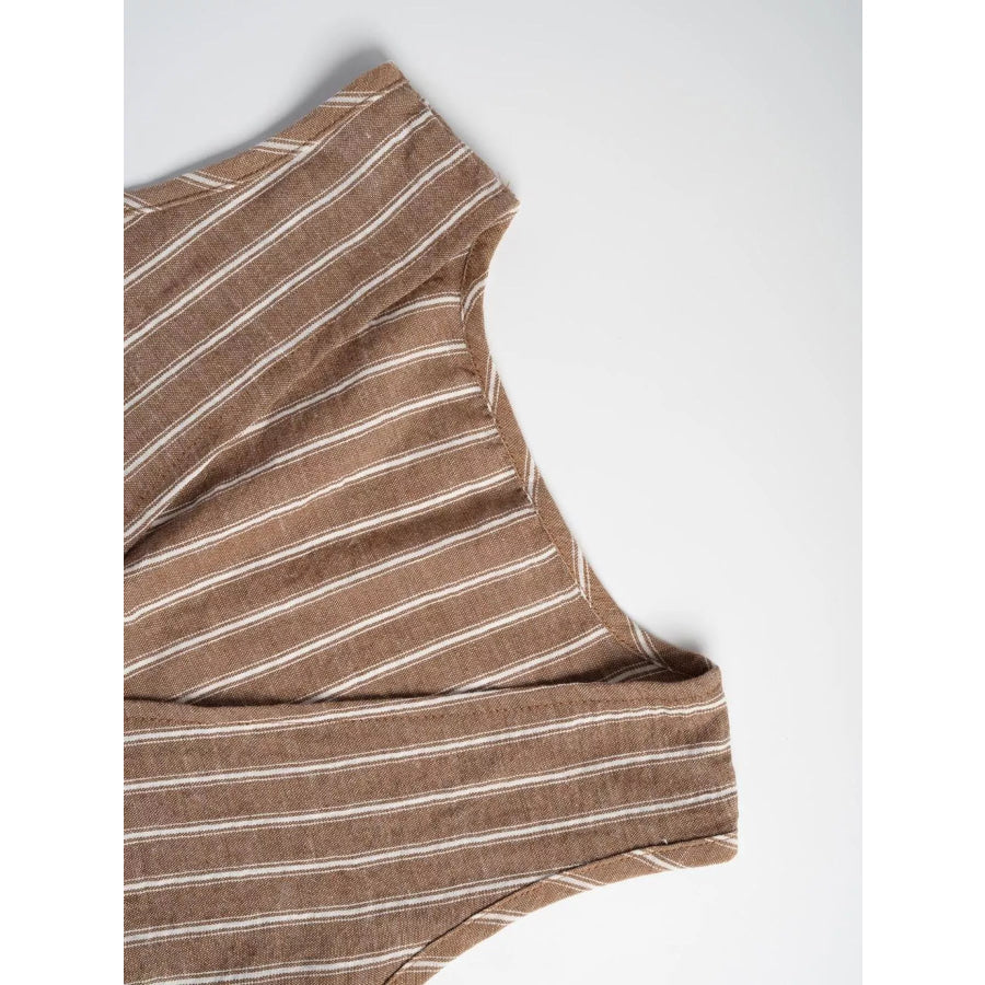 Striped Sleeveless Top and Wide Leg Pants Set Apparel and Accessories