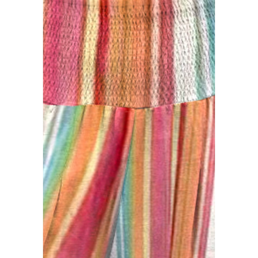 Striped Smocked Waist Pants with Pockets