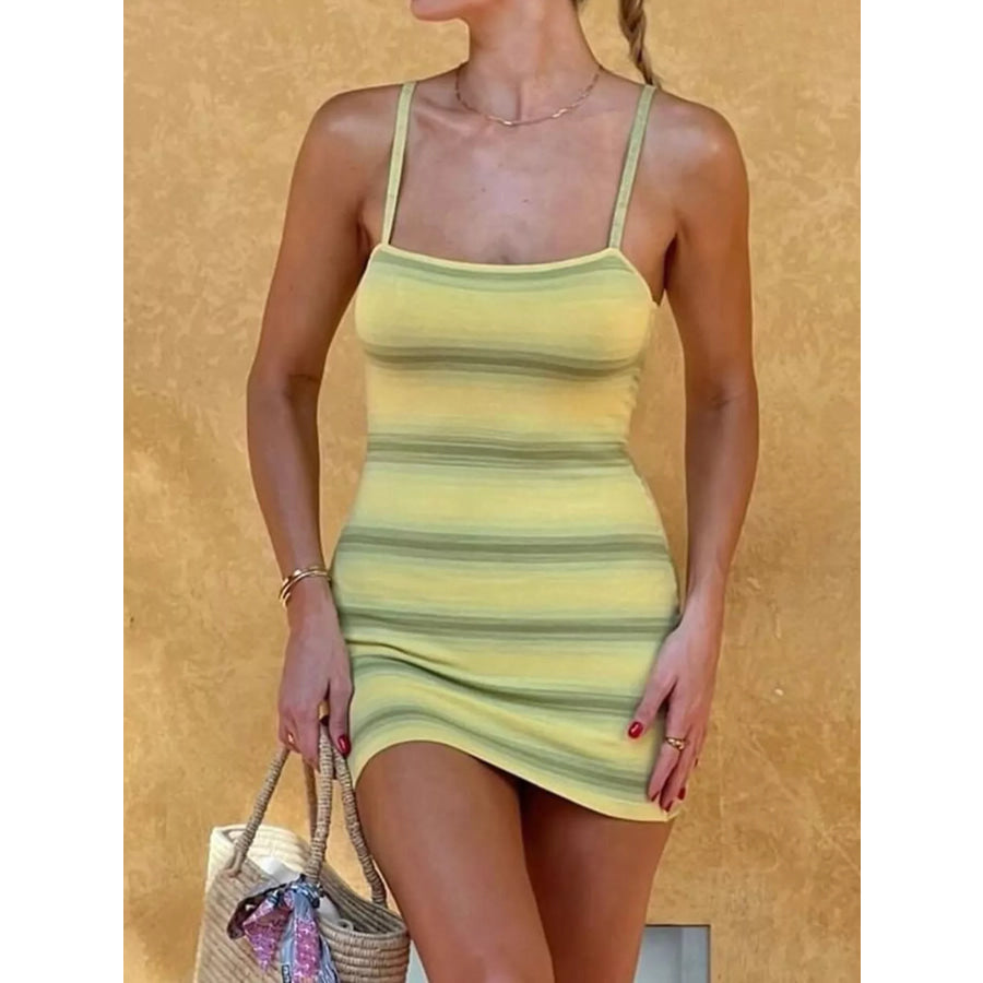 Striped Spaghetti Strap Mini Dress Apparel and Accessories