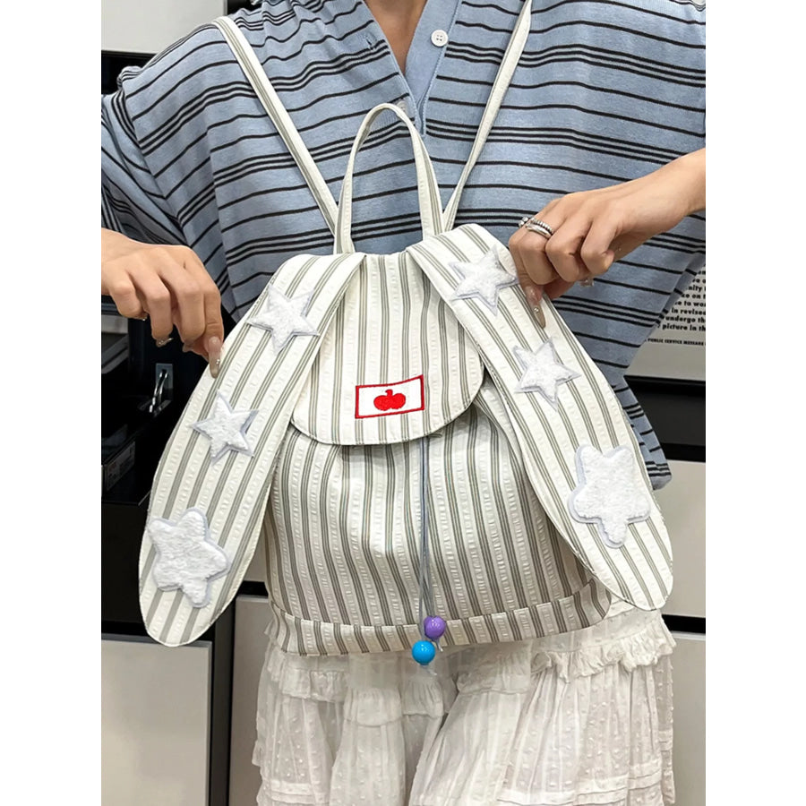 Striped Star Bunny Ear Backpack Bag Apparel and Accessories