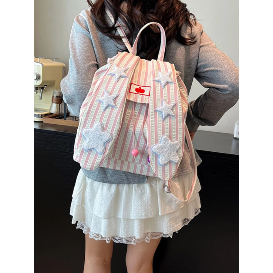 Striped Star Bunny Ear Backpack Bag Apparel and Accessories