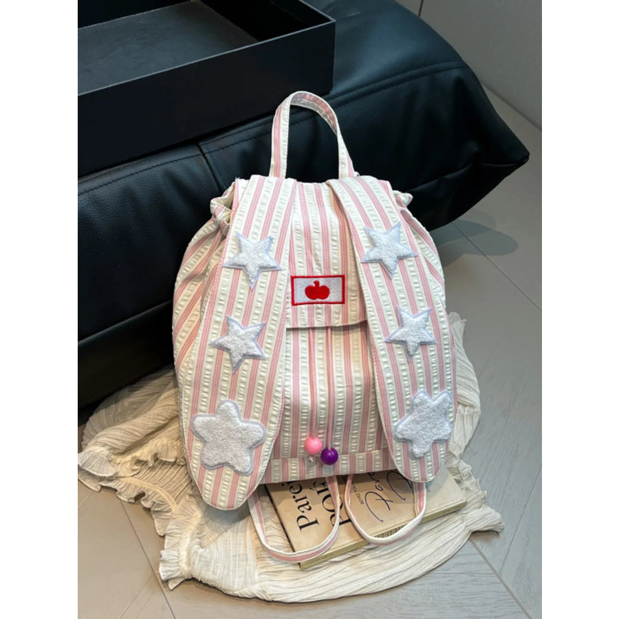 Striped Star Bunny Ear Backpack Bag Apparel and Accessories