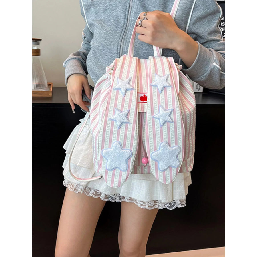 Striped Star Bunny Ear Backpack Bag Apparel and Accessories