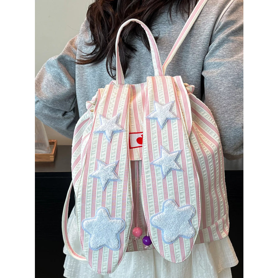 Striped Star Bunny Ear Backpack Bag Apparel and Accessories