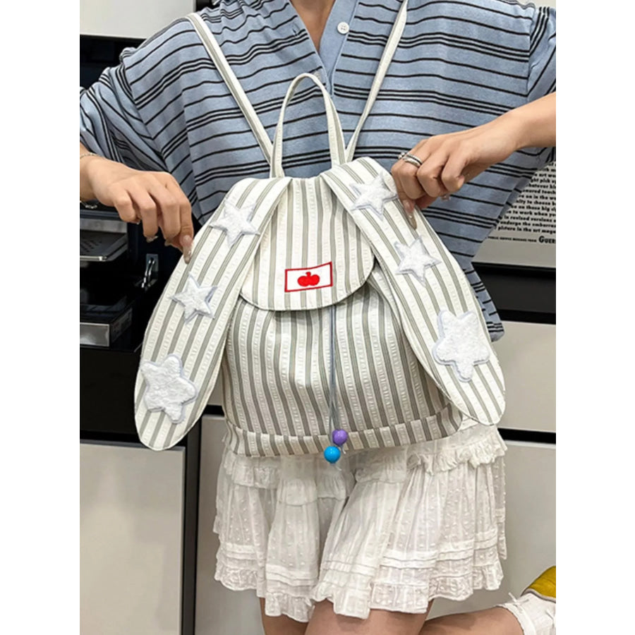 Striped Star Bunny Ear Backpack Bag Apparel and Accessories