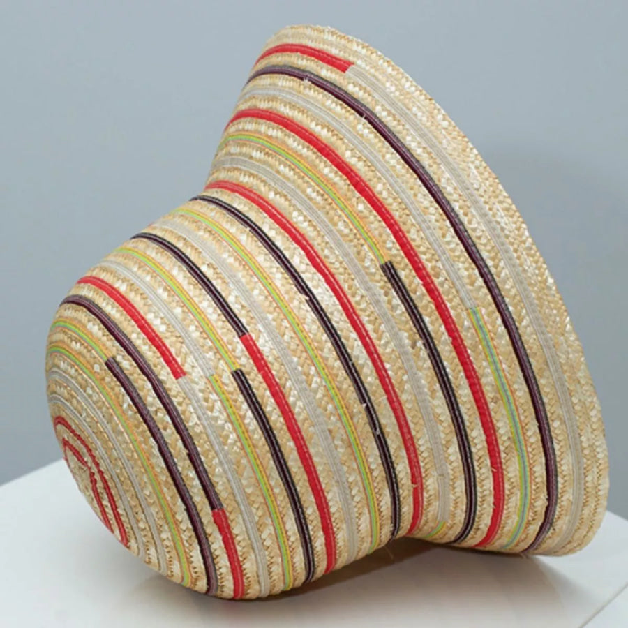Striped Straw Bucket Hat Tan / One Size Apparel and Accessories