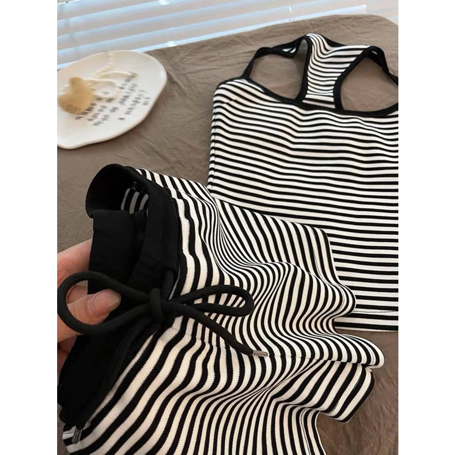 Striped Tank Top and Shorts Set Apparel Accessories