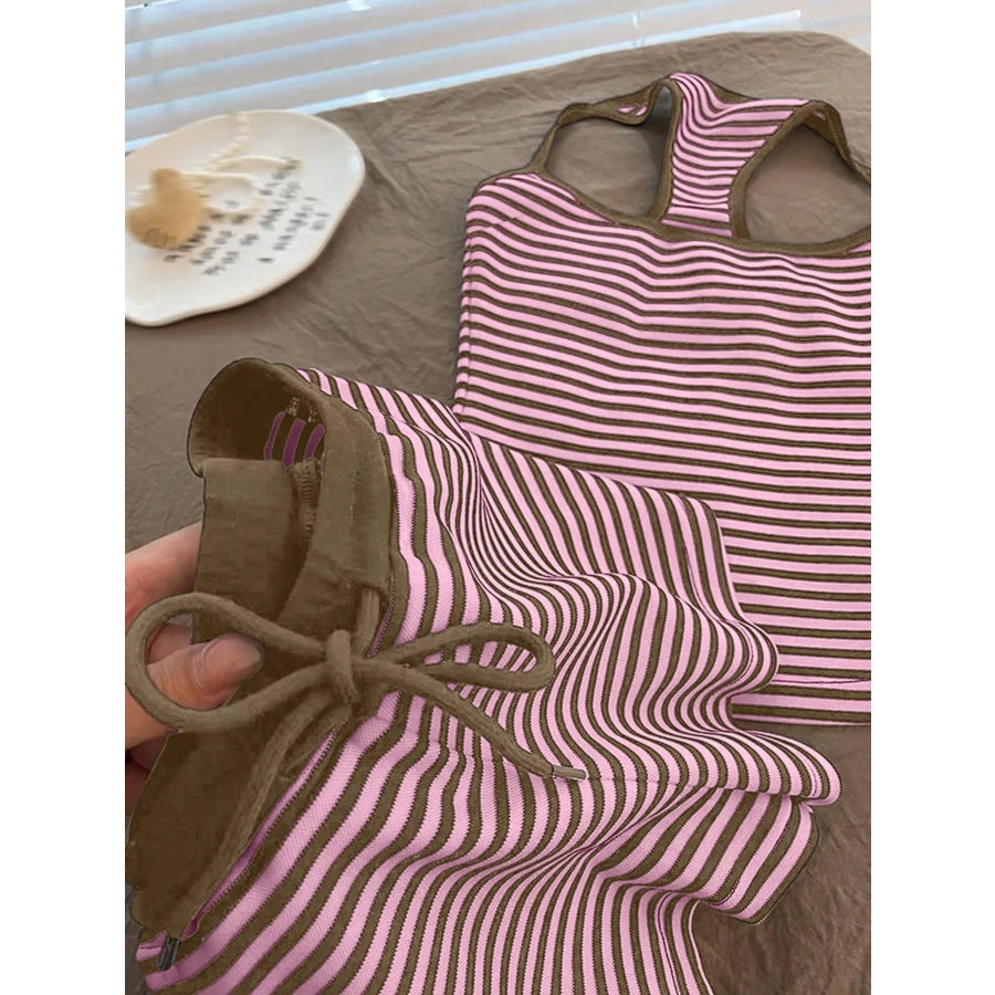 Striped Tank Top and Shorts Set Apparel Accessories