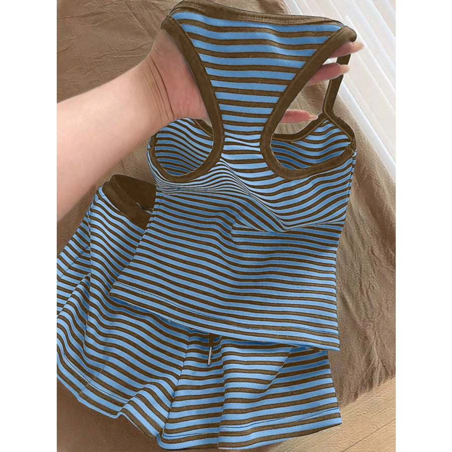 Striped Tank Top and Shorts Set Apparel Accessories