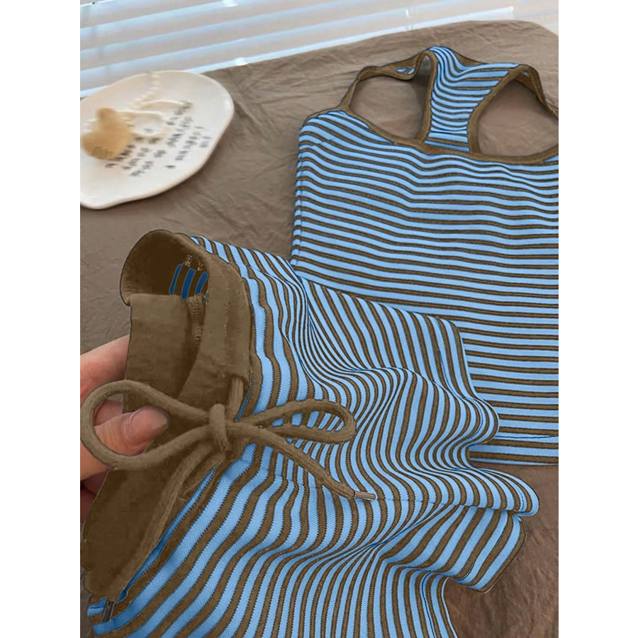 Striped Tank Top and Shorts Set Apparel Accessories